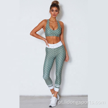 Mulheres Breathable Gym Leggings Fitness Workout Set
